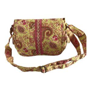 Lemon Hill Quilted Paisley Crossbody Bag Adjustable Strap Pink Green Floral